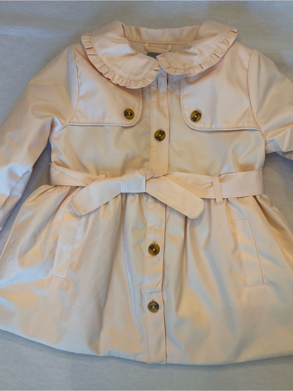 Tahari Light Pink Girls Ruffle-Trim Coat